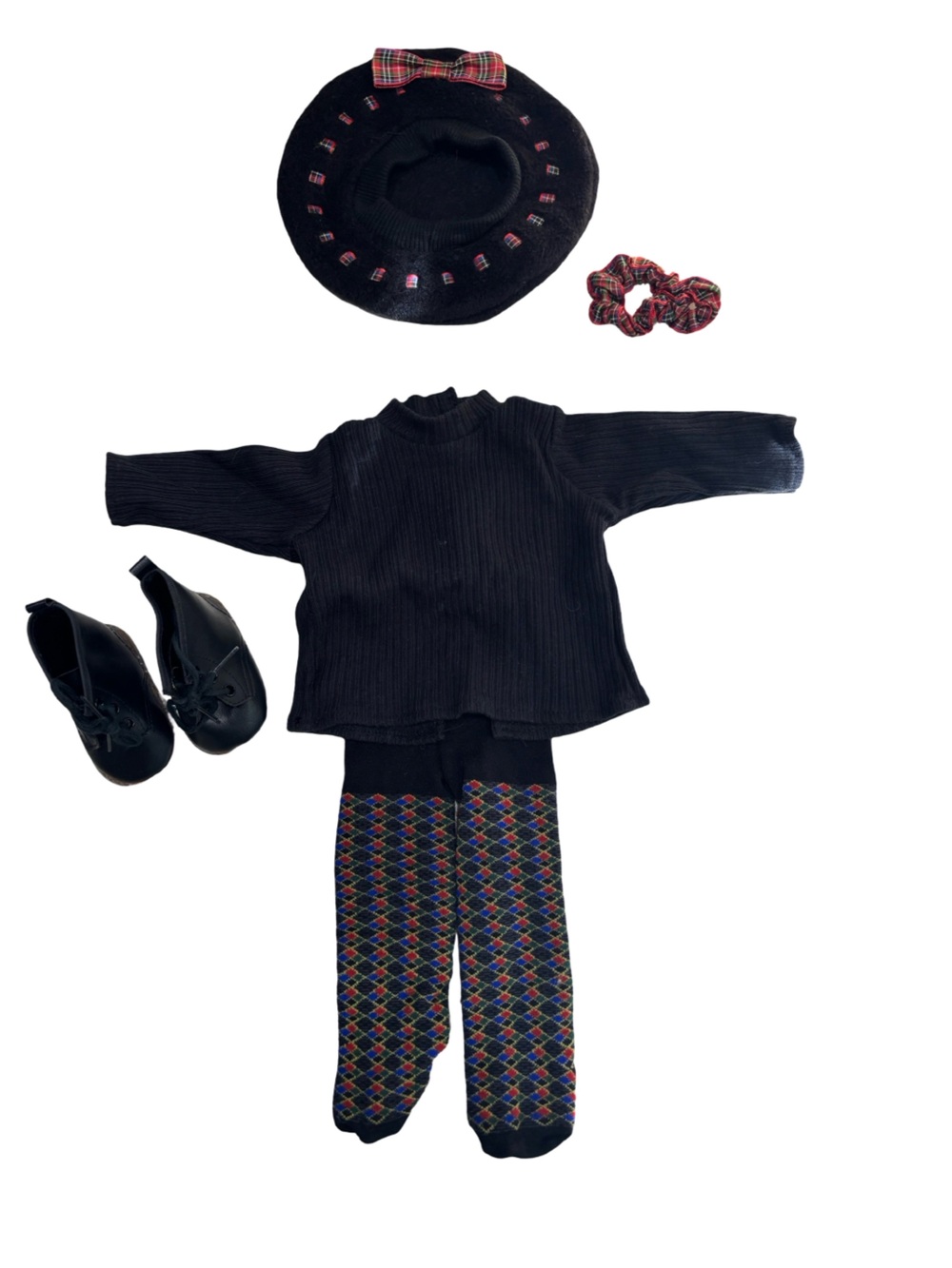 VTG Pleasant Company American Girl Doll Outfit Beret, Sweater, Tights & Boots